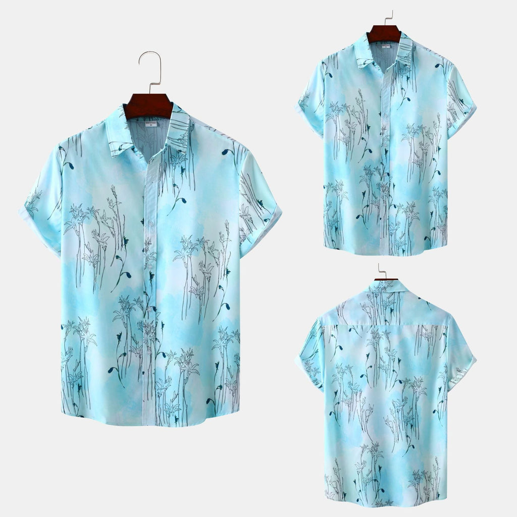 Women's Short-Sleeve Floral Watercolor Shirt