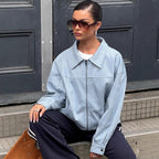 Women's Elegant Faux Leather Jacket with Fashionable Accents