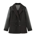 Women's Elegant Blazer with Sheer Sleeves