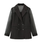 Women's Elegant Blazer with Sheer Sleeves
