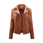 Women's Biker Jacket with Quilted Details and Asymmetrical Zipper