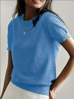 Women's Short-Sleeve Fine Knit Sweater