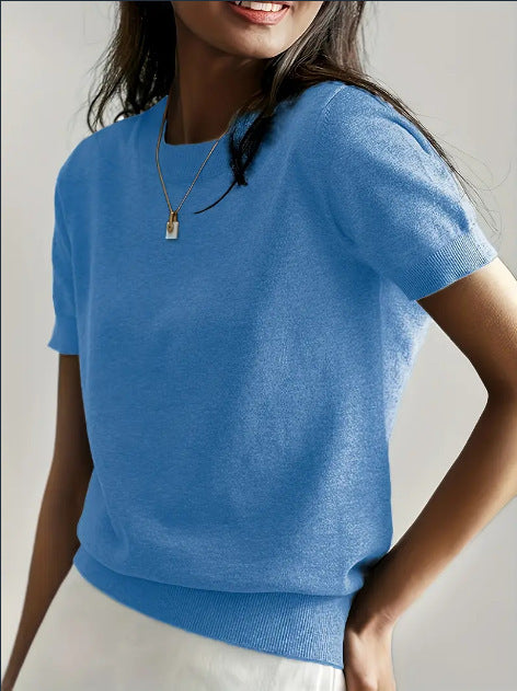 Women's Short-Sleeve Fine Knit Sweater