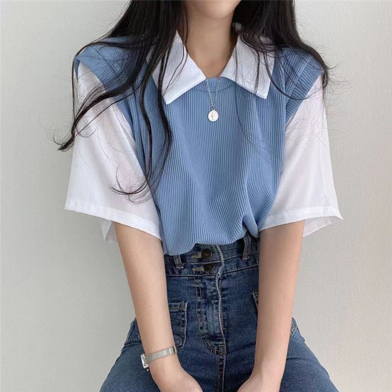 Women's Shirt with Fashionable Layering Effect and Comfortable Oversized Cut