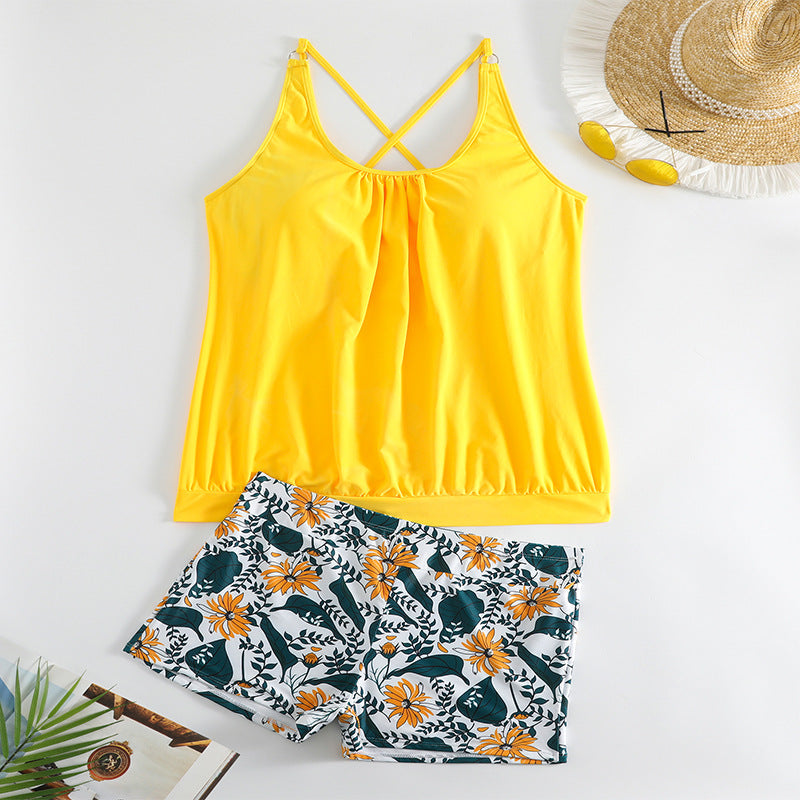 Women's Swimsuit with Wide-Cut Top and Floral Bottom