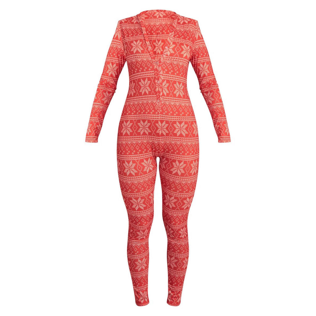 Women's Cozy Long-Sleeve Holiday Jumpsuit