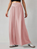 Women's Maxi Skirt with Elastic Waistband and Flowing Fabric