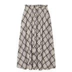 Women's Maxi Skirt with Casual Drawstring and Plaid Pattern