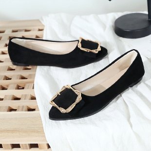 Women's Ballet Flats with Elegant Decorative Buckle