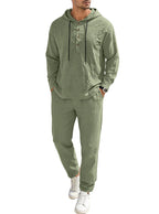 Men's Relaxed Hoodie Henley Leisure Suit