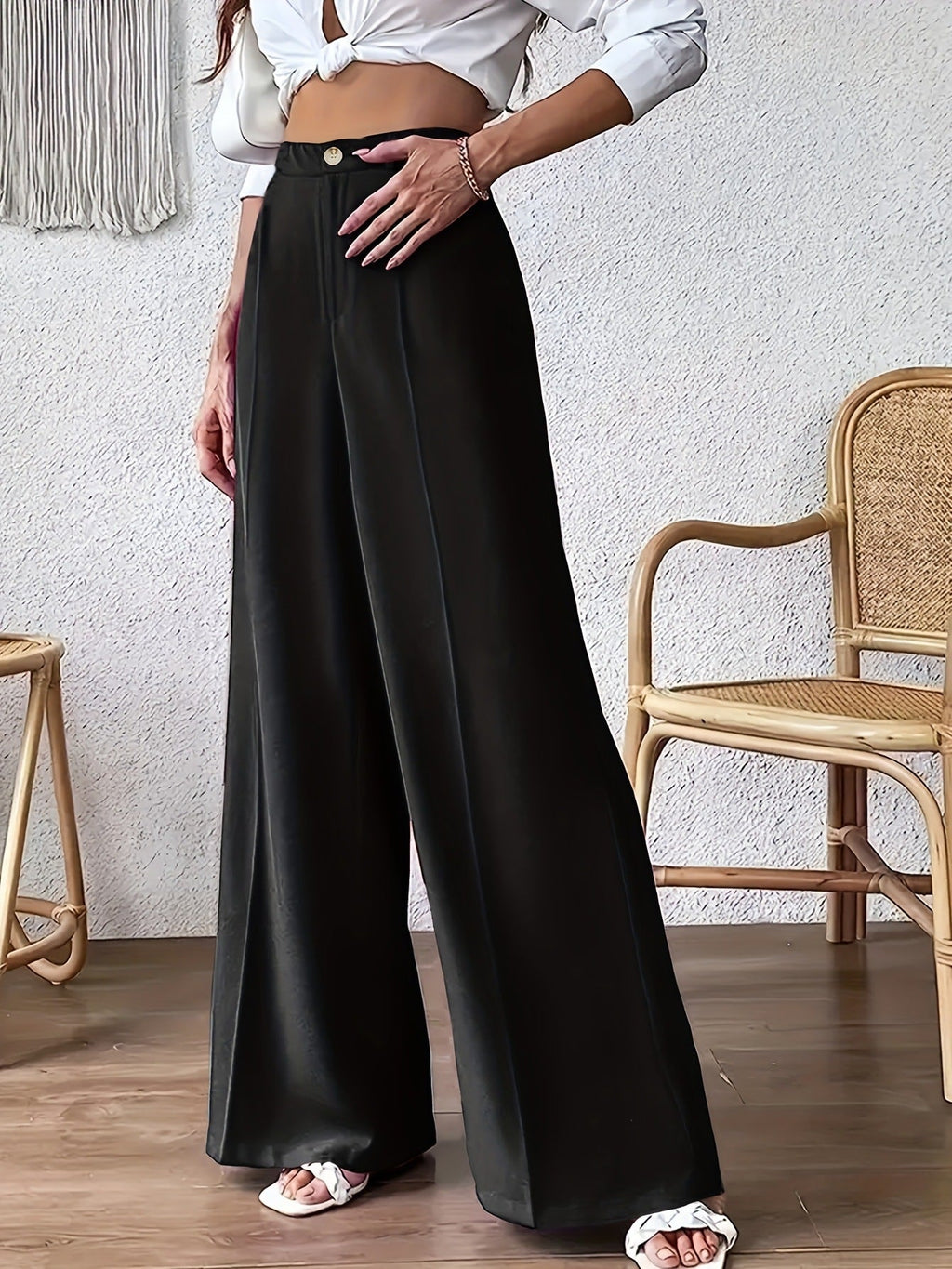 Women's Elegant High-Waisted Wide-Leg Pants