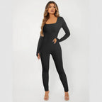 Women's Long-Sleeve Ribbed Jumpsuit