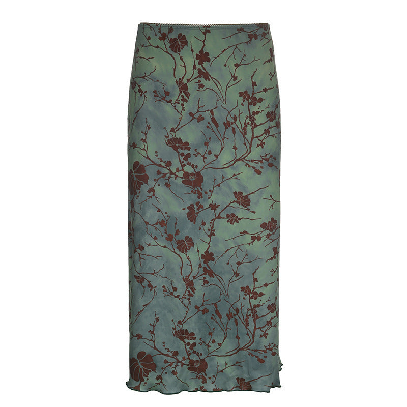 Women's Maxi Skirt with Floral Print and Elegant Cut