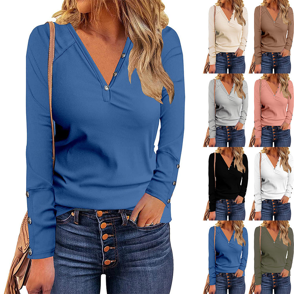 Women's Long Sleeve Shirt with Button Details