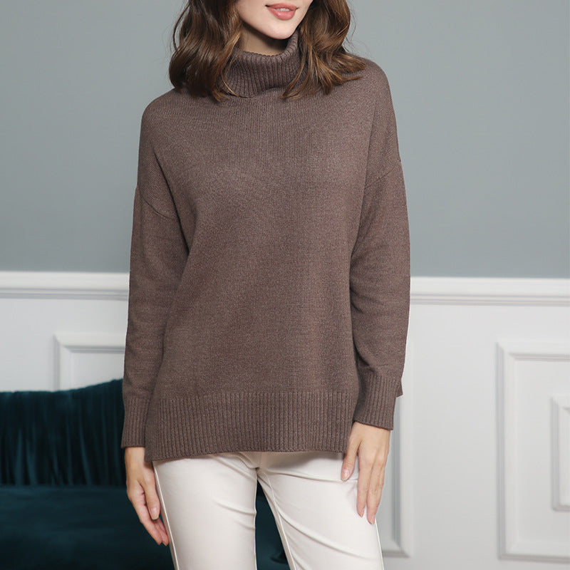 Women's Cozy Mock Neck Sweater with Wide Fit