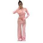 Women's Comfortable Knit Loungewear Set with Button Placket