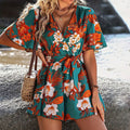 Women's Jumpsuit with Floral Design and Wide Sleeves
