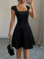 Women's Sleeveless A-Line Dress with Square Neckline