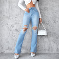 Women's Flared Jeans with Distressed Details
