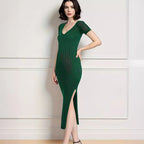 Women's Elegant Fitted Maxi Dress with Slit