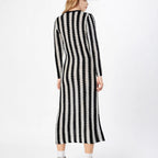 Women's Designer Knit Dress with Asymmetric Cut and Graphic Pattern