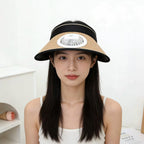 Breathable Sun Visor with Detachable Front Fan and Adjustable Neck Strap