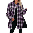 Women's Vintage-Style Plaid Flannel Shirt with Chest Pockets