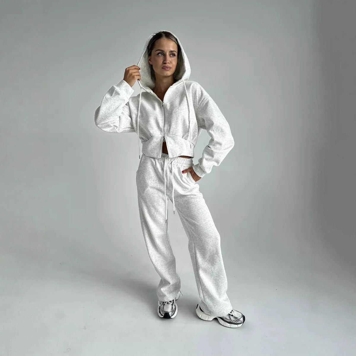 Cropped Zip-Up Hoodie