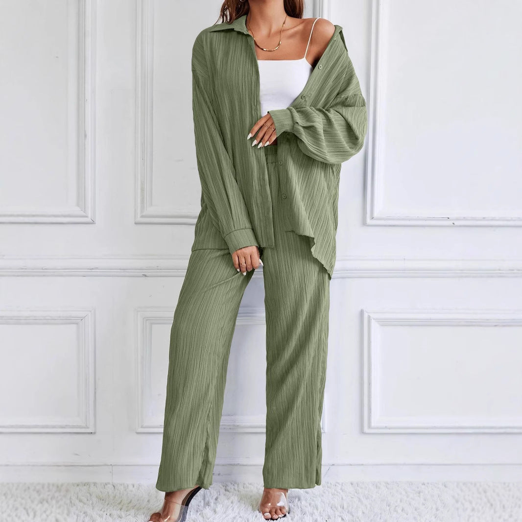 Casual Two-Piece Set with Button Detail