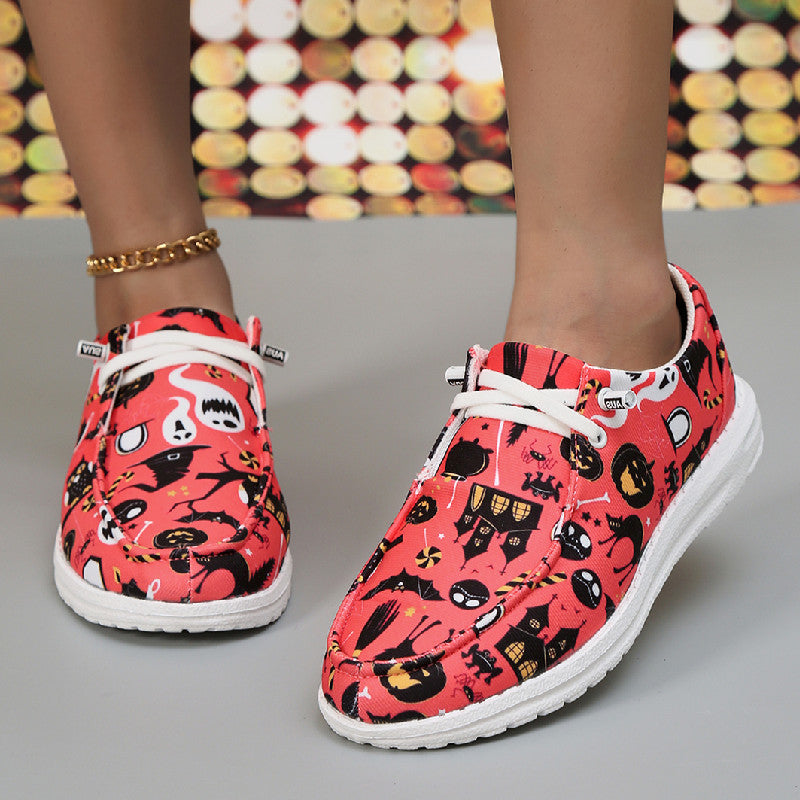 Women's Breathable Casual Sneakers with Halloween Print