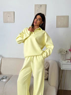 Women's Comfortable Polo Pullover and Relaxed Pants Set