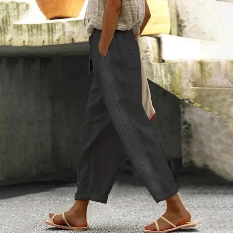 Cotton Casual Straight-Leg Pants