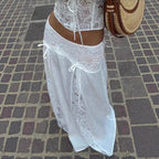 Women's Maxi Skirt with Lace Design and Side Ties