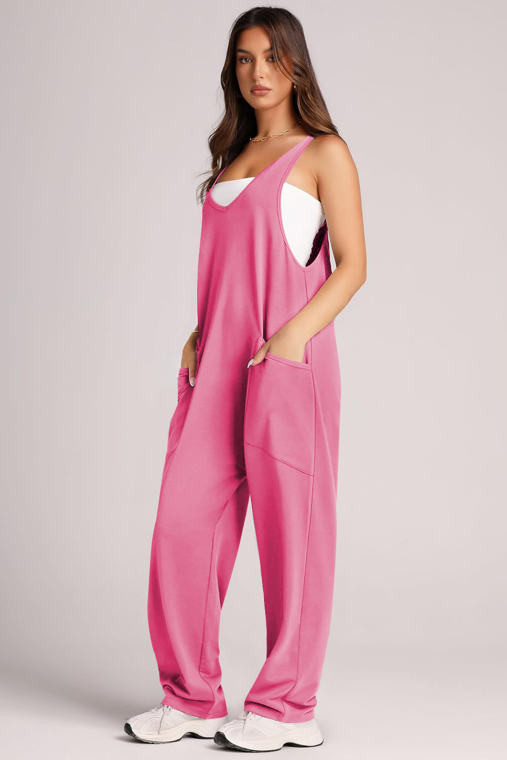 Women's Jumpsuit with Pockets and Stretch Fabric