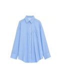 Casual Women's Striped Shirt Blouse with Pocket