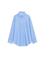 Casual Women's Striped Shirt Blouse with Pocket