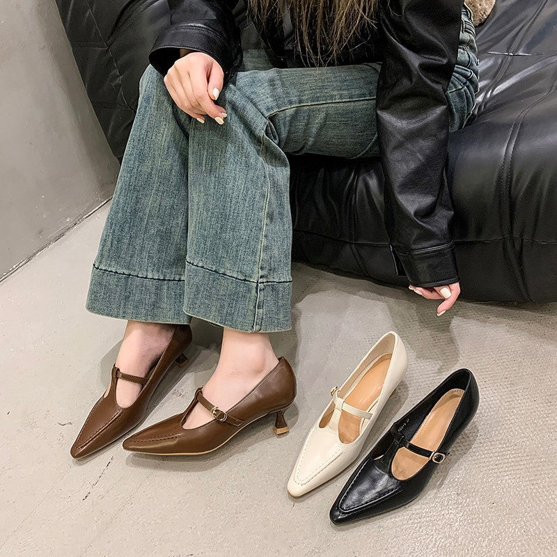 Women's Pointed-Toe Ballet Flats with Strap