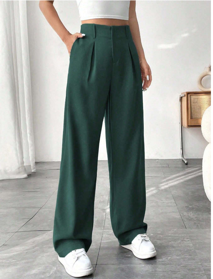 Elegant Wide-Leg Pleated Trousers