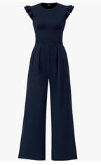 Elegant Women's Jumpsuit with Puff Sleeves and Wide Leg