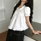 Women's Blouse with Ruffles and Elegant Collar