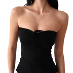 Women's Bandeau Top with Delicate Ruffle Details and Adjustable Straps