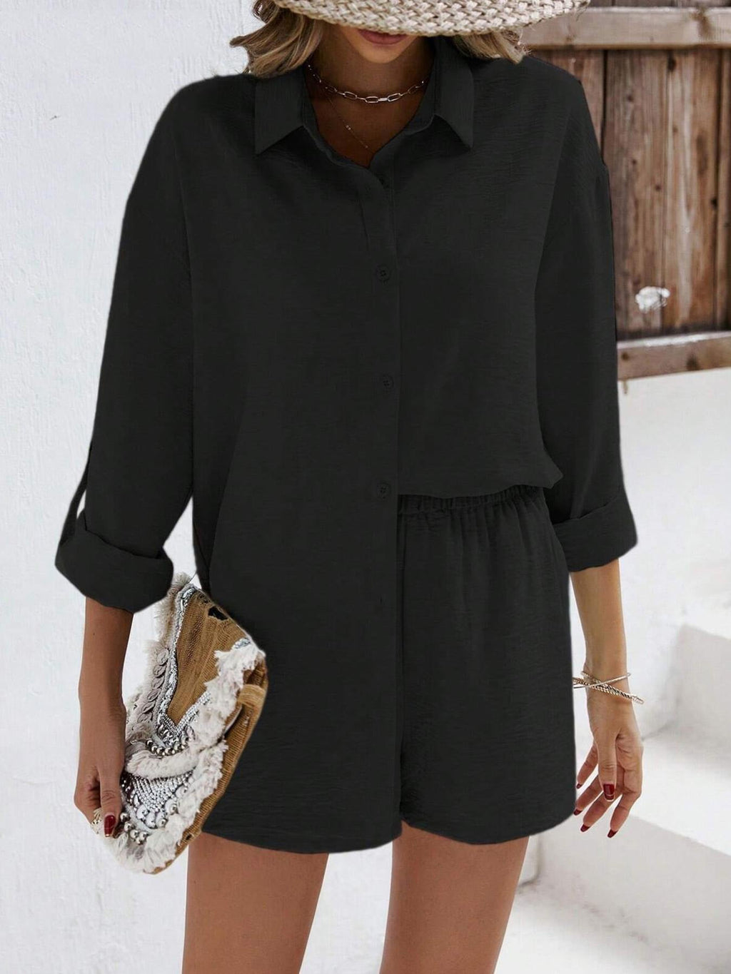 Women's Casual Short-Sleeve Jumpsuit