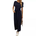 Women's Wide-Leg Jumpsuit with Tie Belt