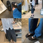 Women's Ballet Flats with Double Strap and Sparkling Look