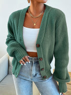 Women's Comfortable Cardigan with Chic V-Neck