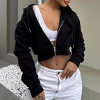 Women's Cropped Sweat Jacket with Zipper