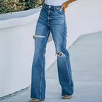 Women's Flared Jeans with Distressed Details