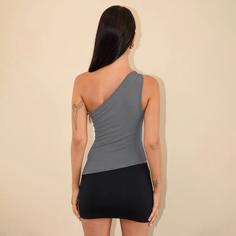 Women's Asymmetrical Tank Top with Knot Detail