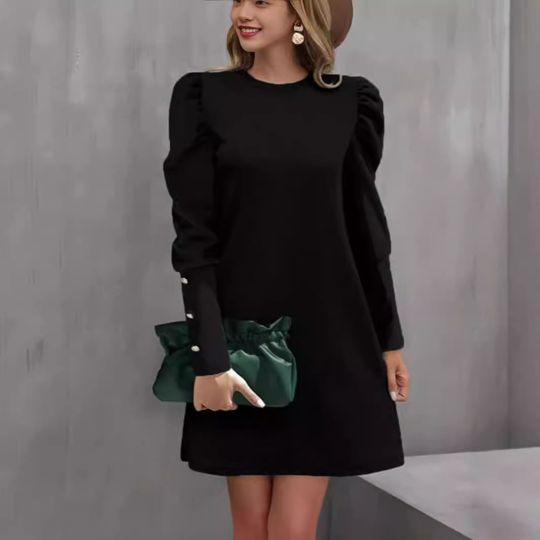 Women's Elegant Puff-Sleeve Dress