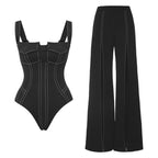 Women's Swimsuit Set with Figure-Flattering Cut and Elegant Palazzo Pants